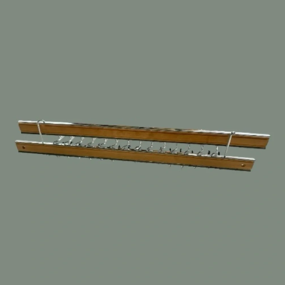VINTAGE, TY-MASTER, AUTOMATIC TIE RACK. CHROME-PLATED. 13 3/4”W X 2 3/8”H